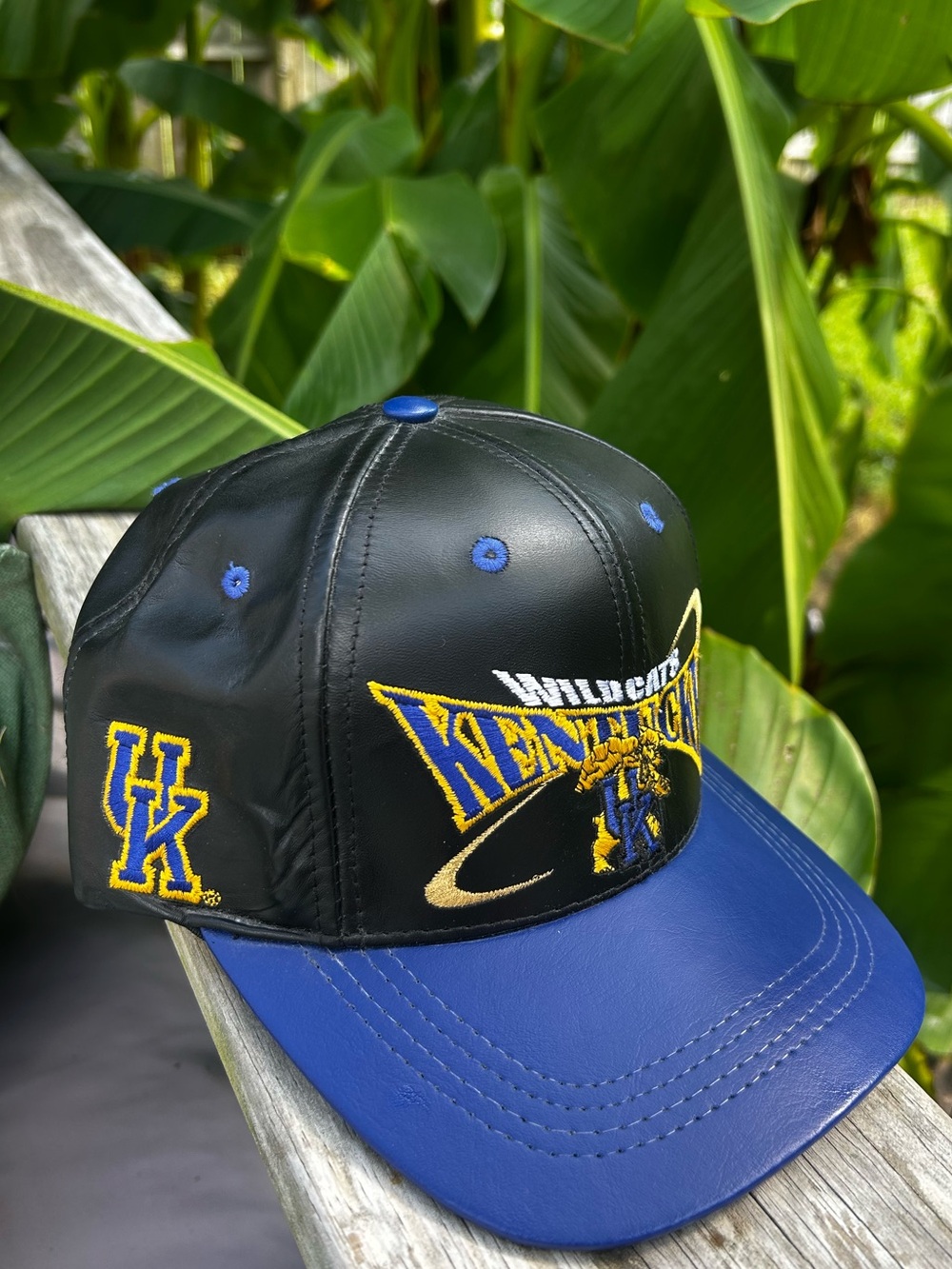Vtg Leather Kentucky Wildcats Modern Made In USA ONE SIZE RARE Hat 90s NCAA